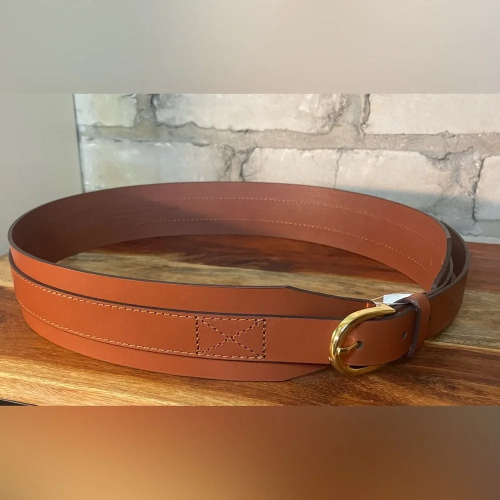 J. Crew Factory Leather Waist Belt, Camel, Sz M/L or XL Please see measurements - Picture 13 of 16